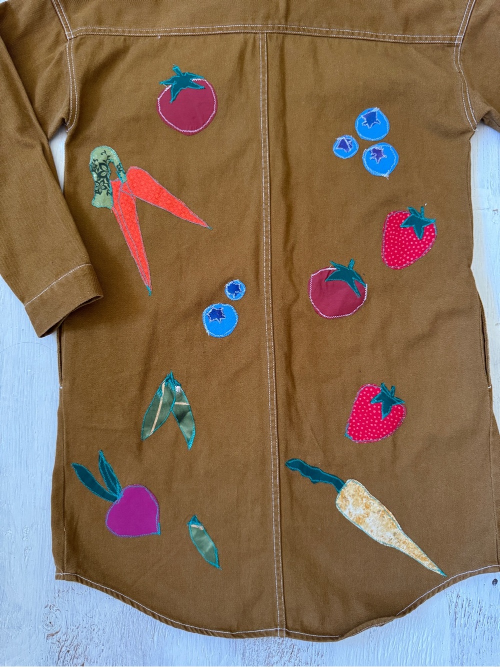 Handmade Appliqué Workwear garden Jacket | One-of-a-Kind Wearable Art - Picture 5 of 6